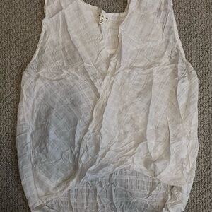 Bleuh Ciel Asymmetrical Sleeveless Cream Tank Top